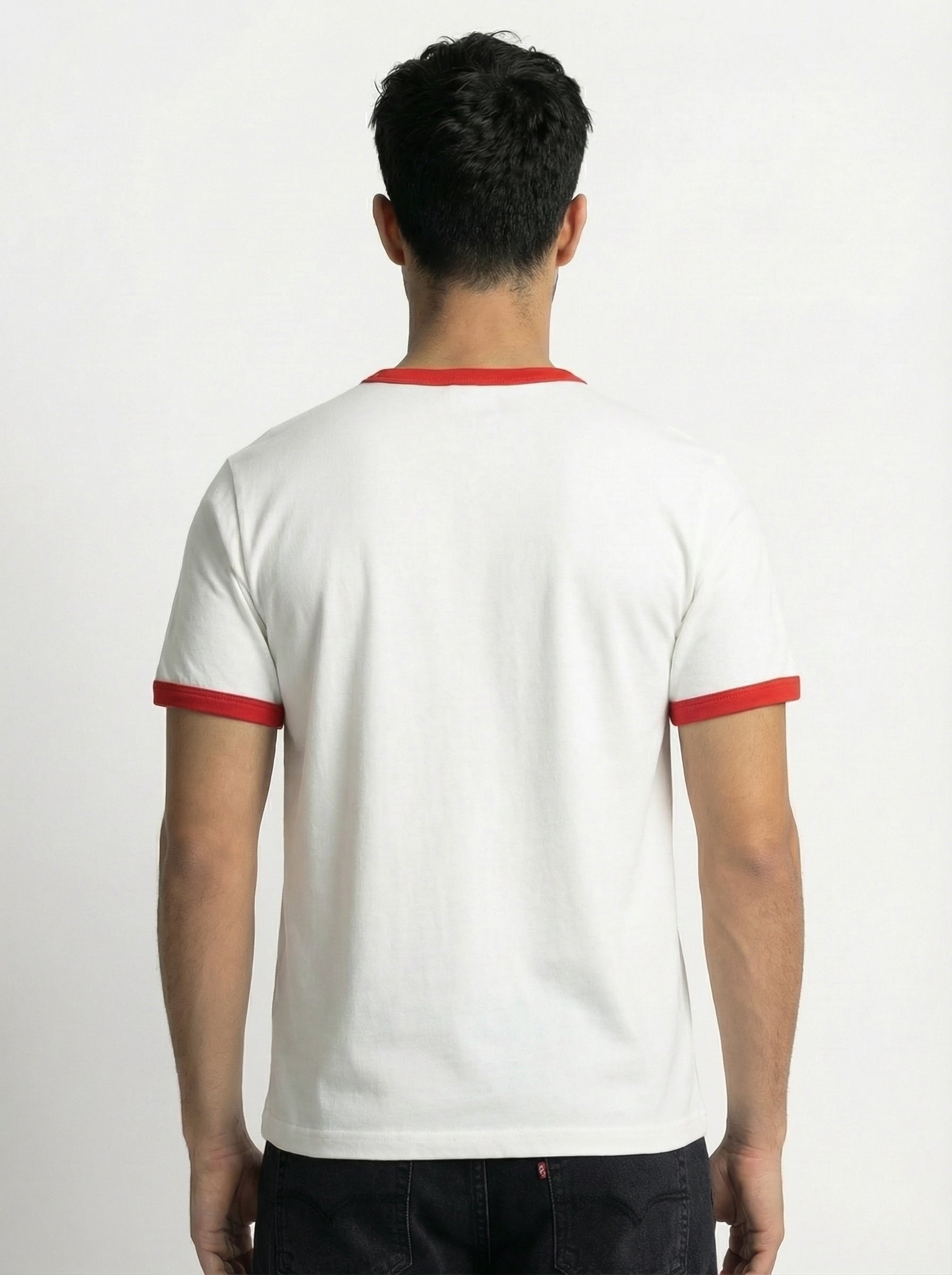 Ringer -Slim fit Tshirt - White × Red