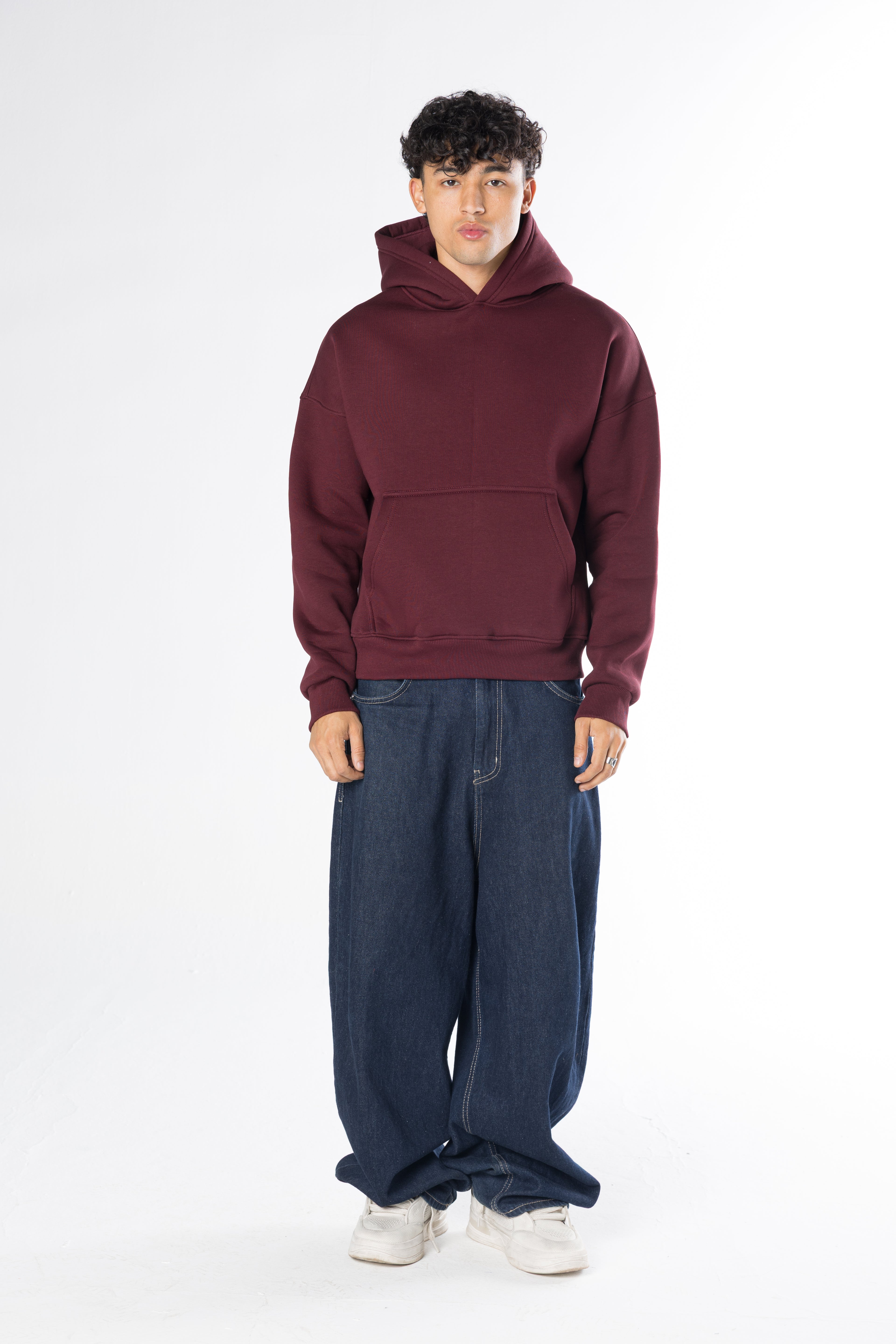 Boxy Fit Hoodie - Burgundy