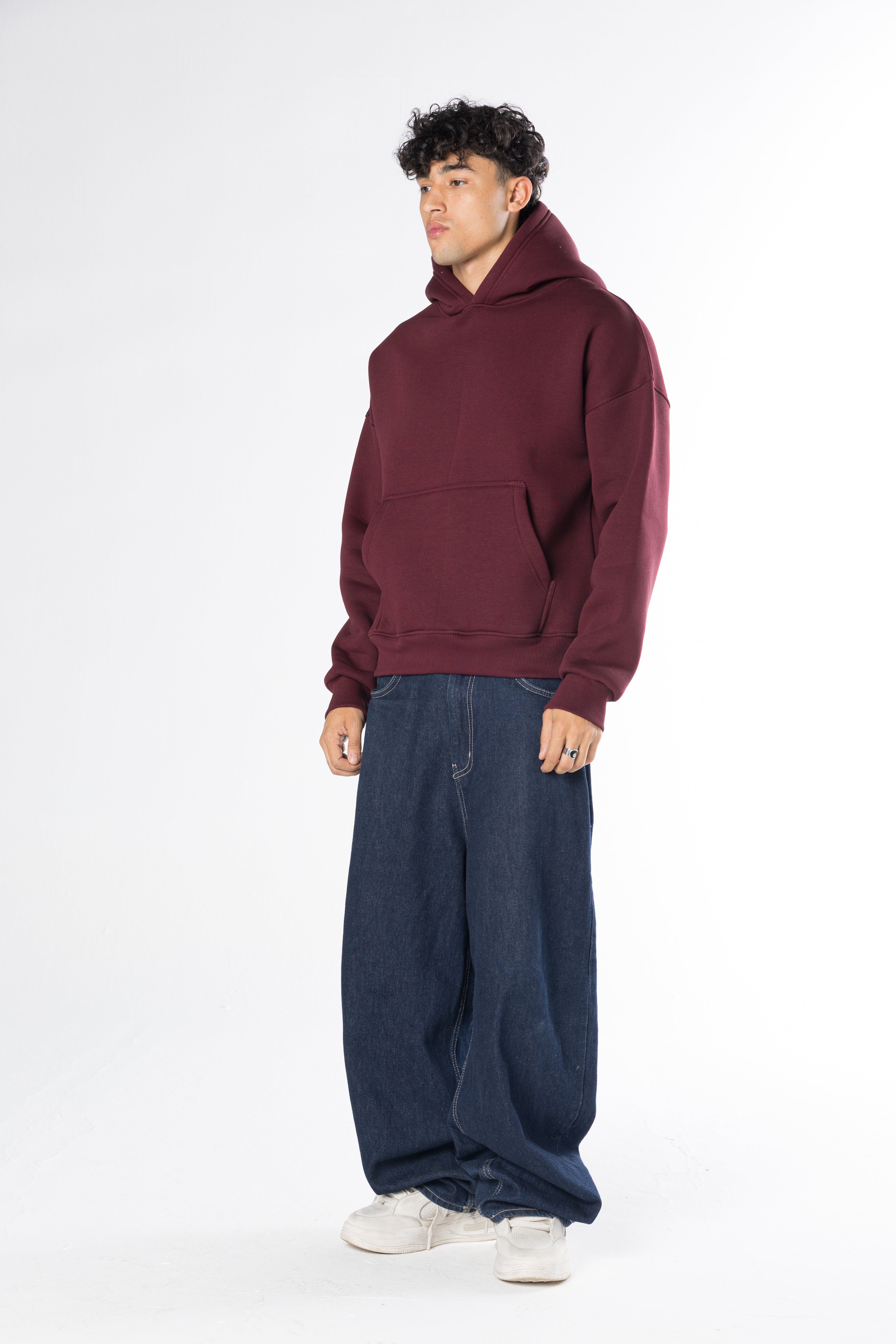Boxy Fit Hoodie - Burgundy