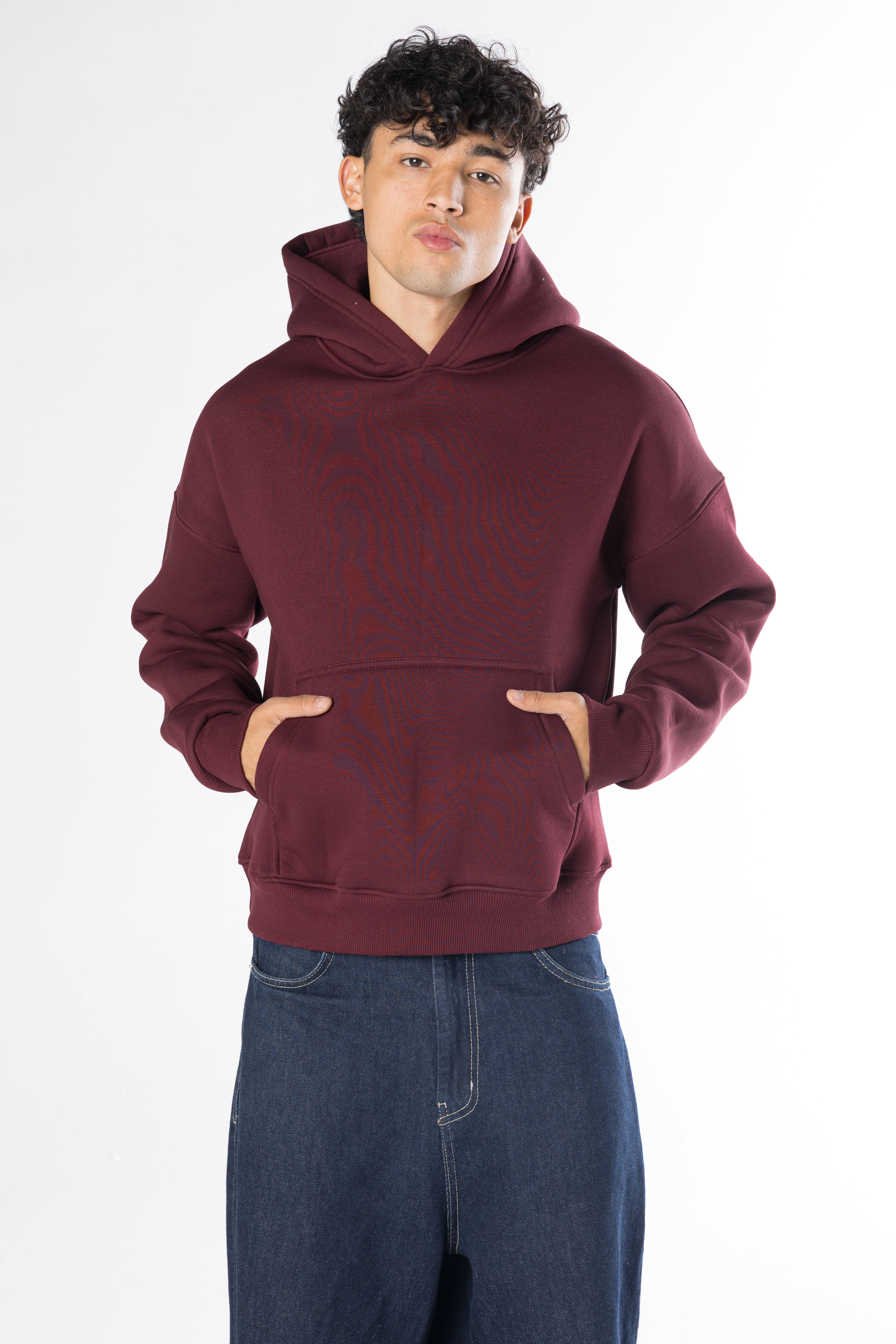 Boxy Fit Hoodie - Burgundy