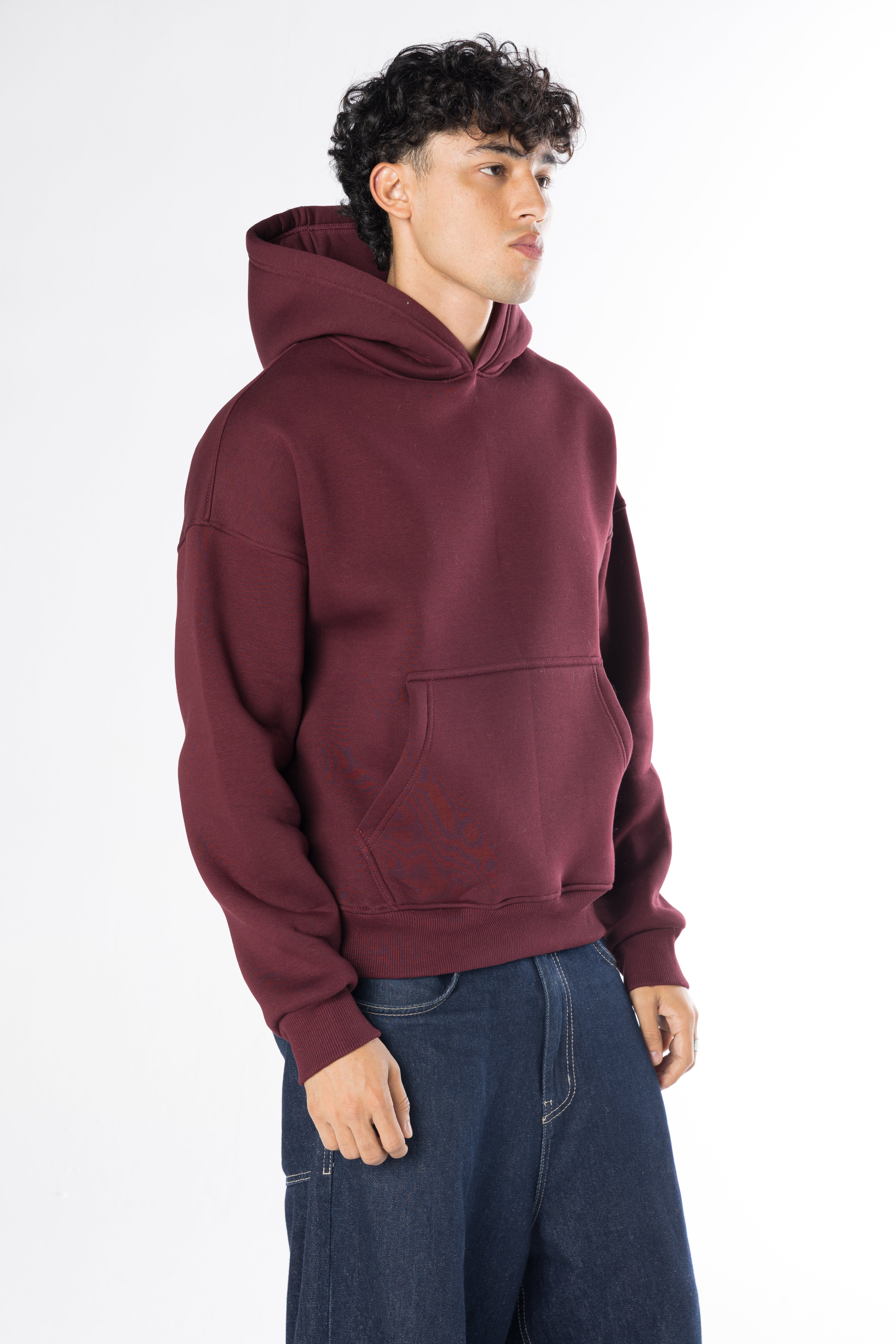 Boxy Fit Hoodie - Burgundy