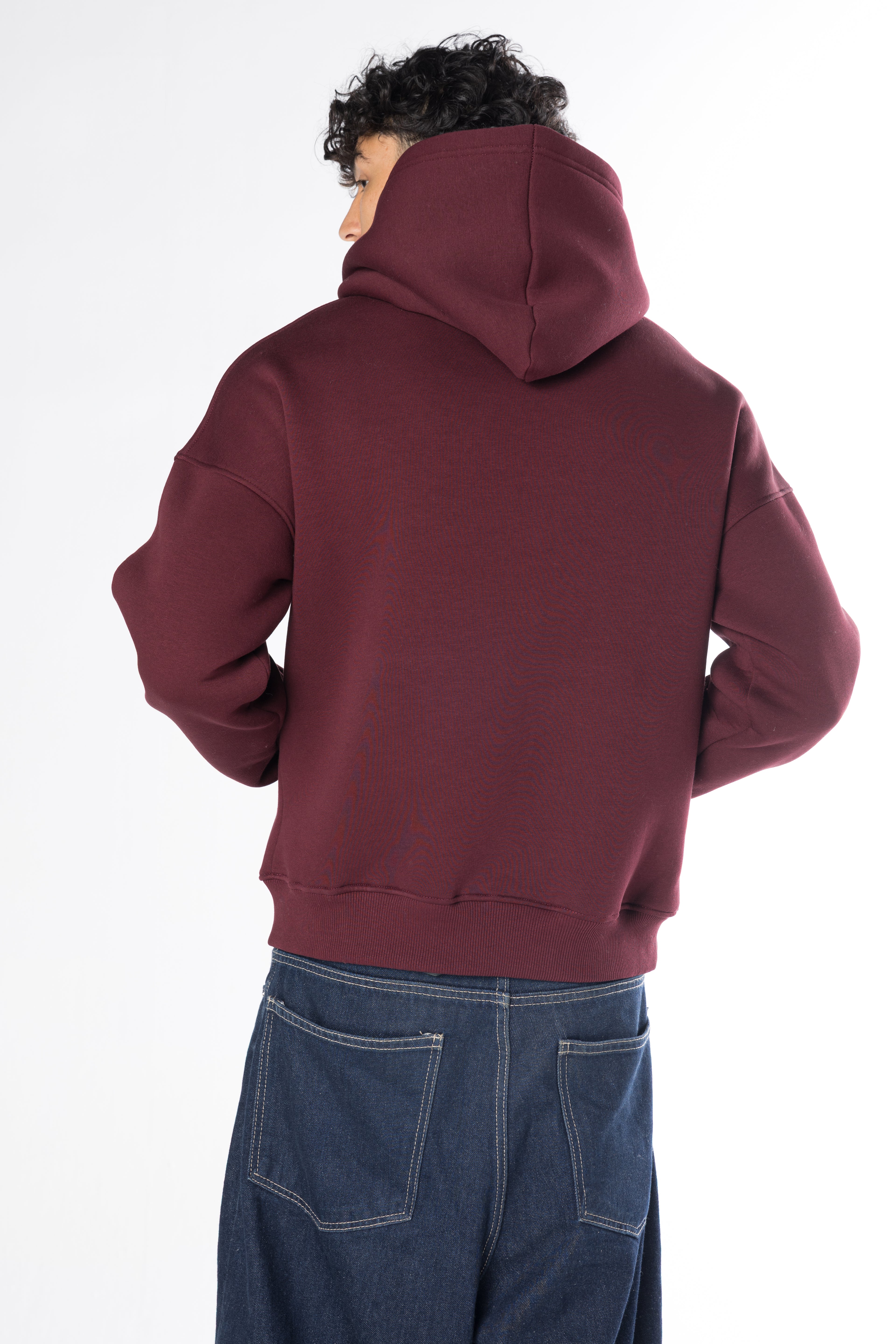 Boxy Fit Hoodie - Burgundy