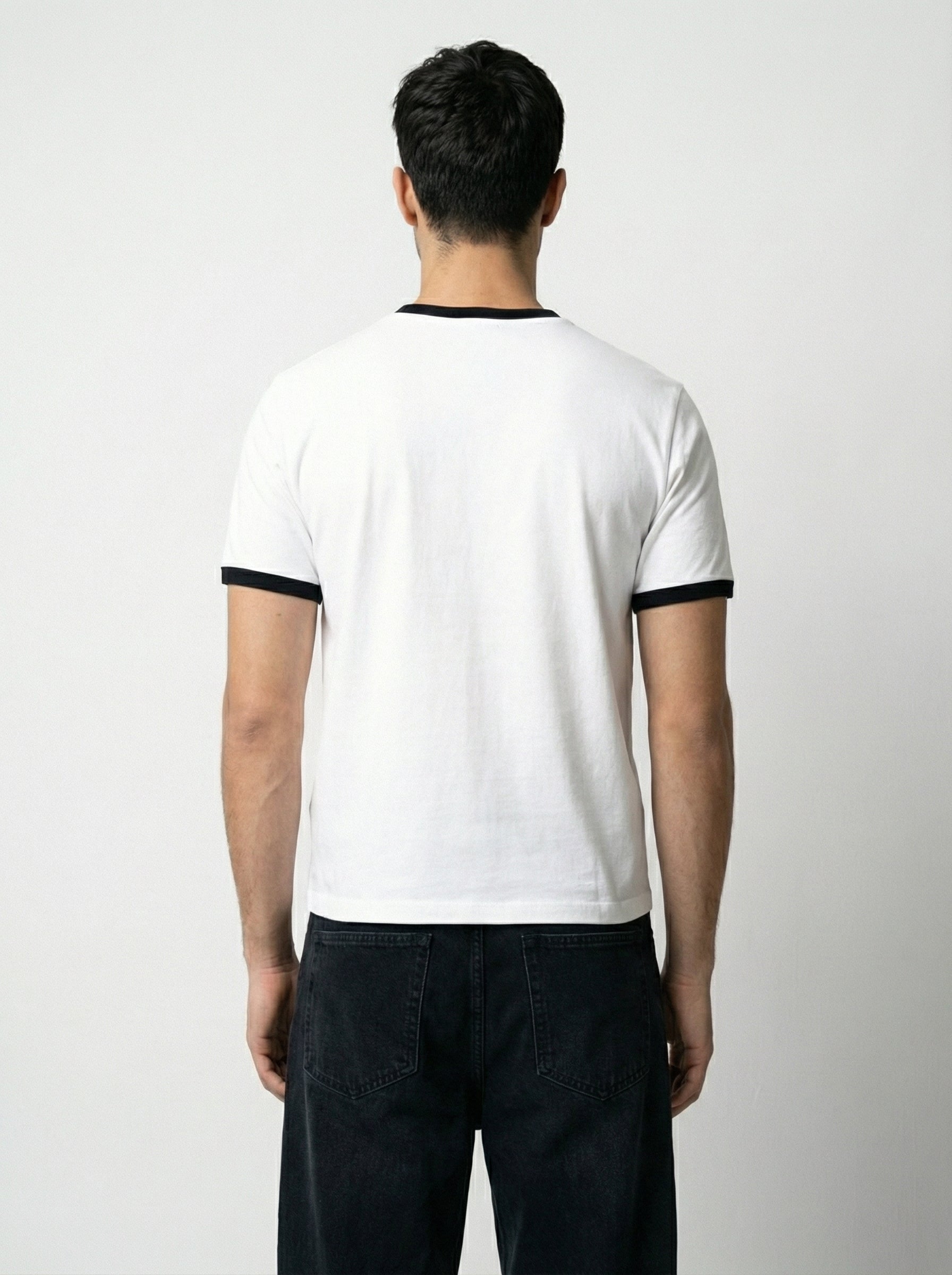 Ringer -Slim fit Tshirt - White × black