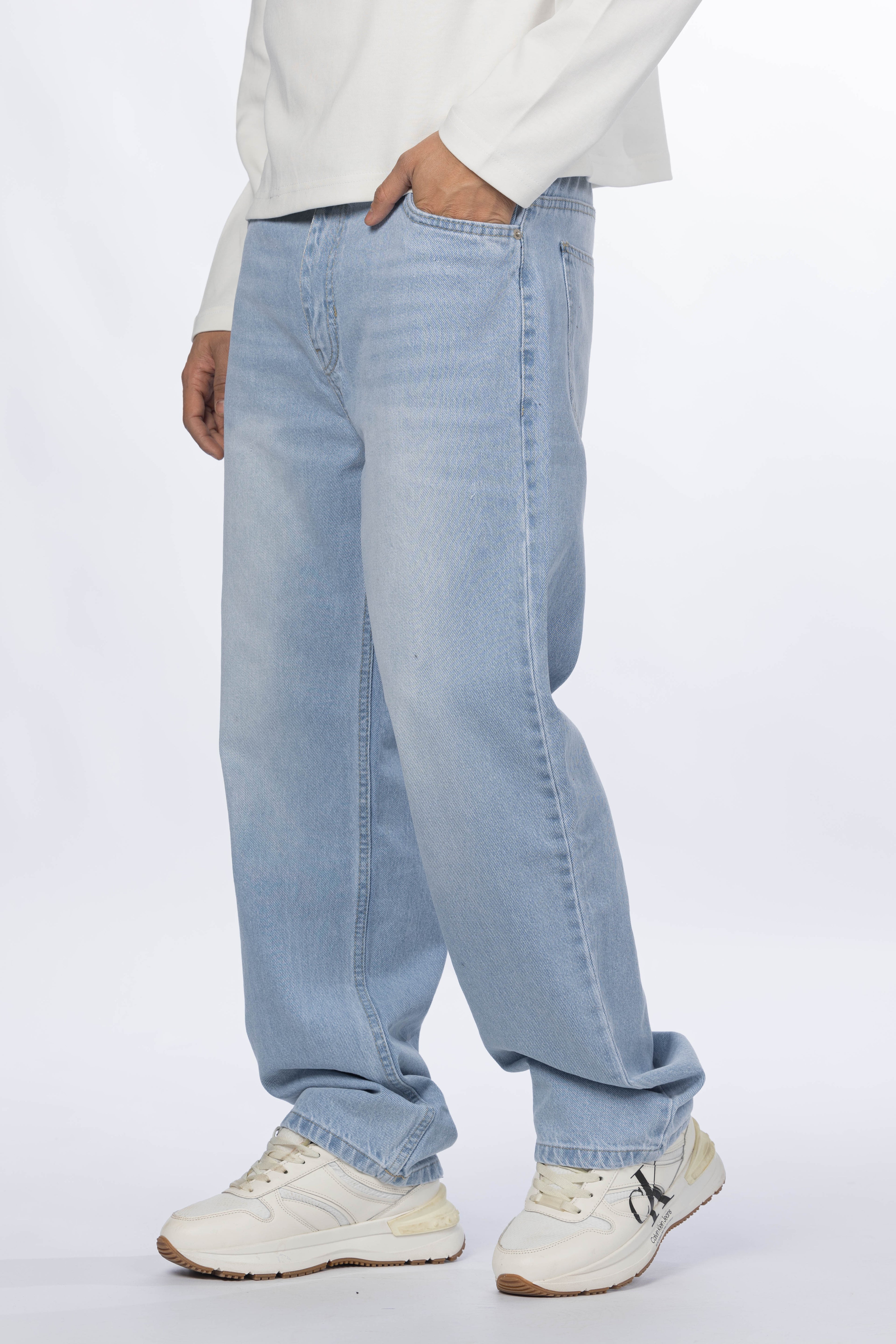 Wide Leg Jeans – Washed Ice Blue