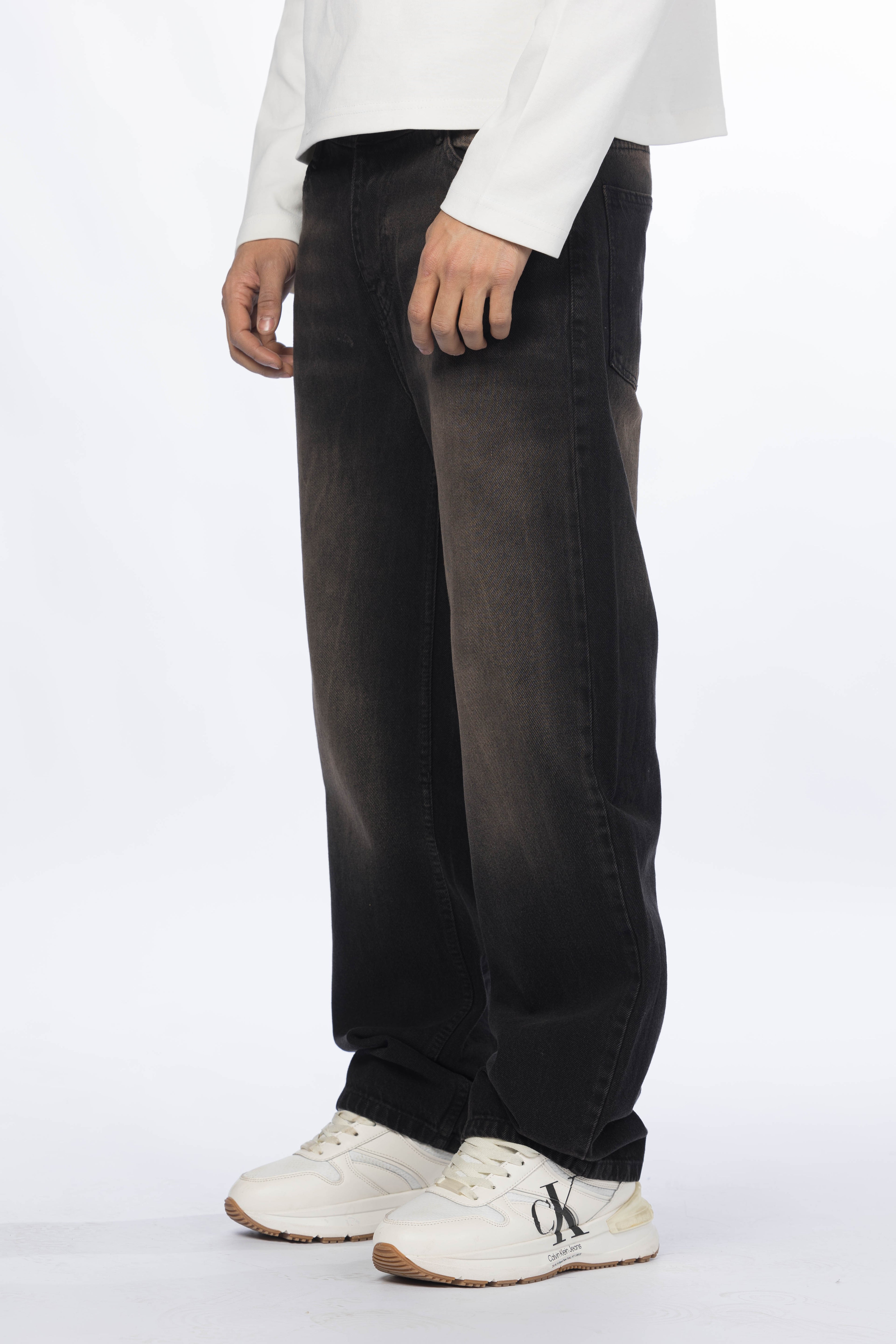 Wide Leg Jeans – Faded Black