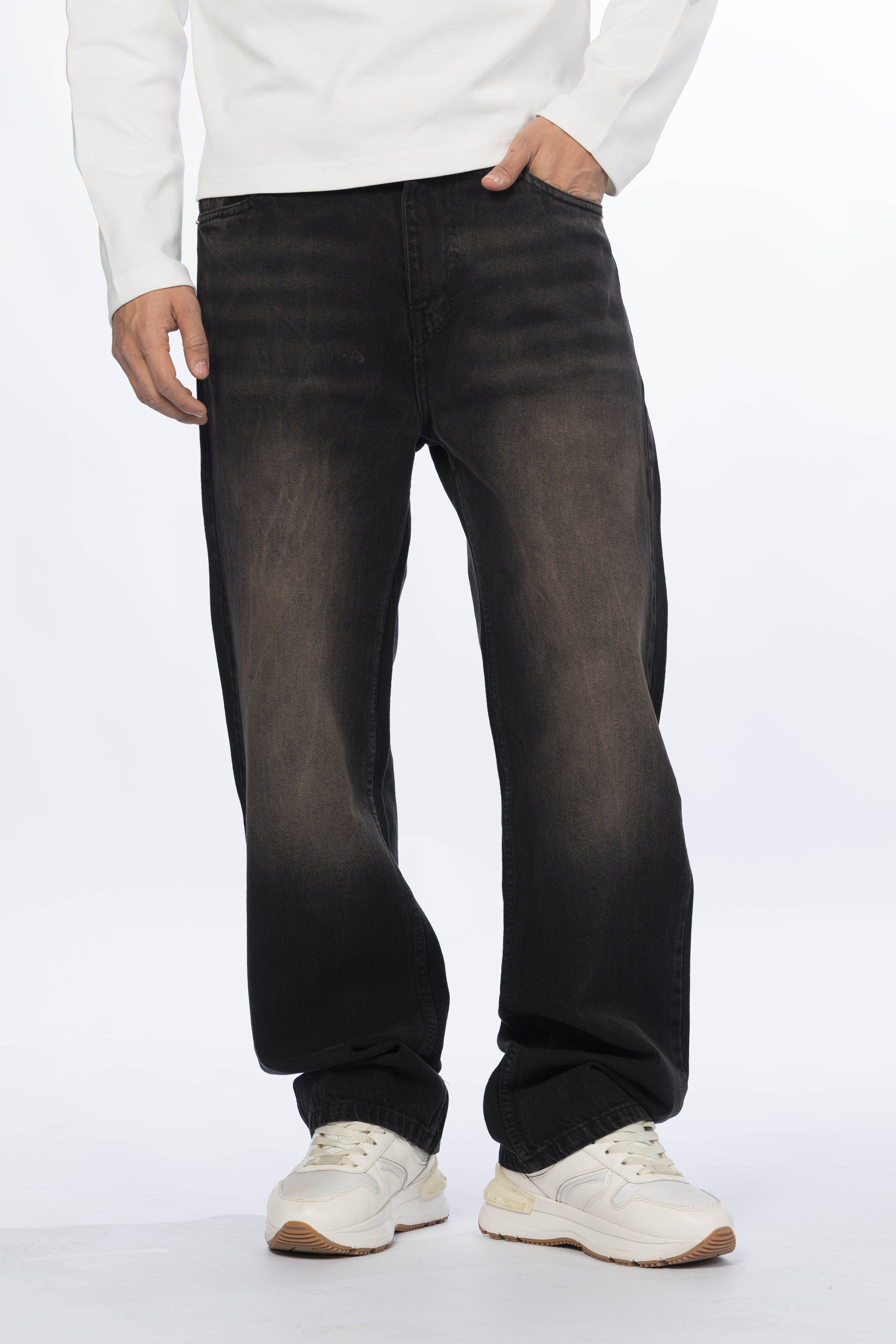 Wide Leg Jeans – Faded Black