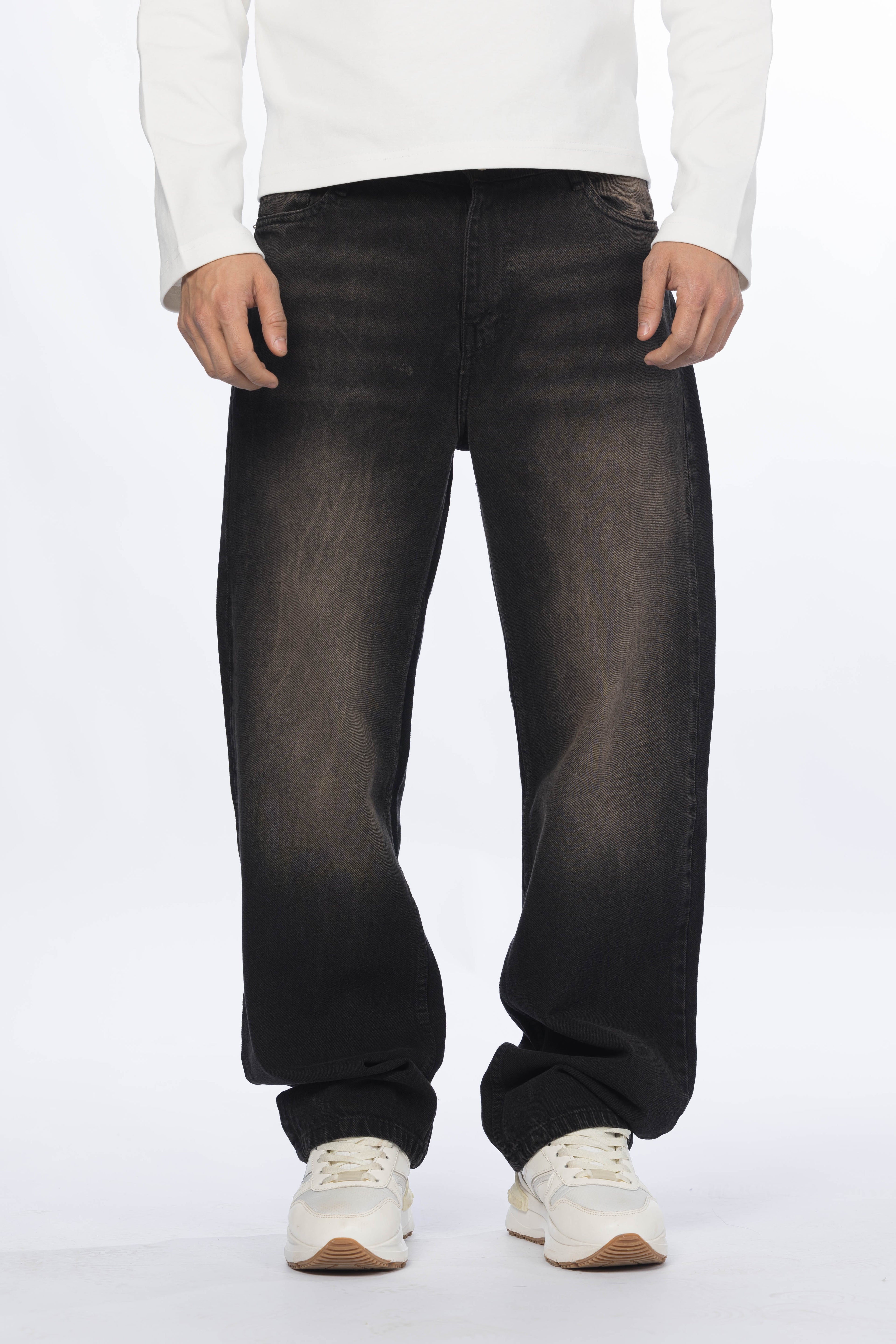 Wide Leg Jeans – Faded Black