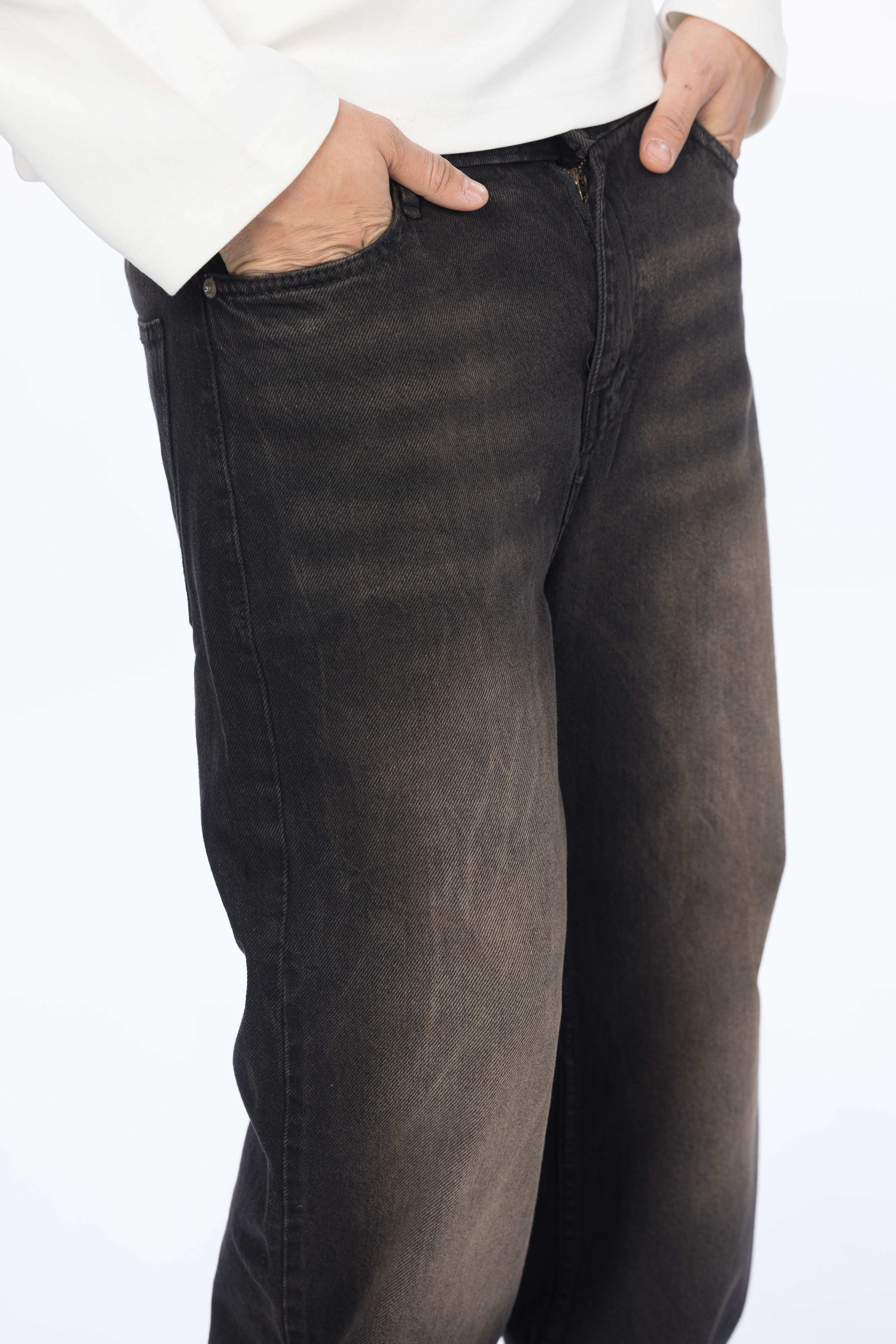 Wide Leg Jeans – Faded Black