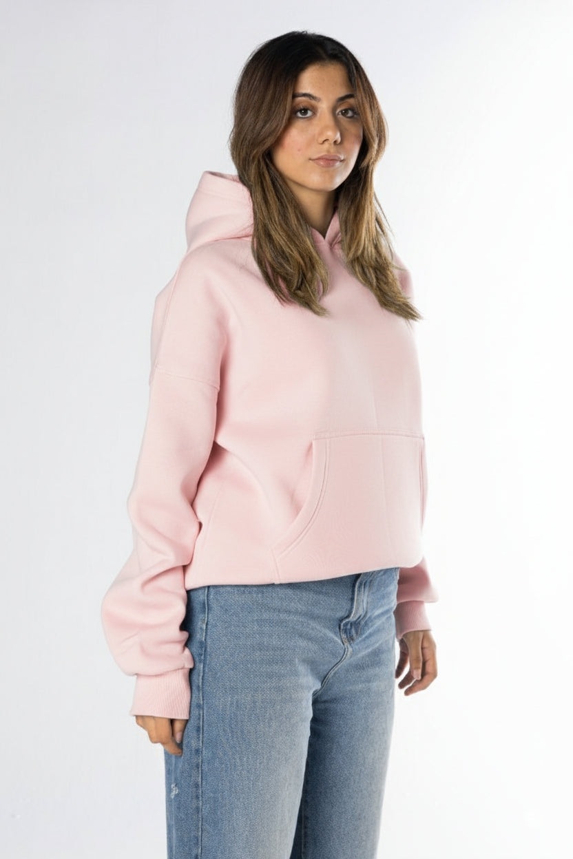 Boxy Fit Hoodie - Pink light
