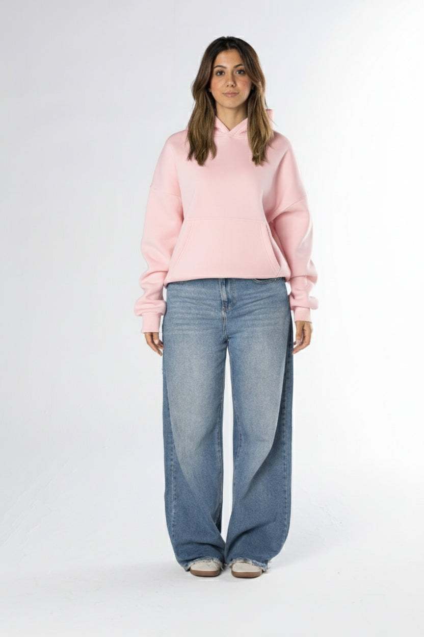 Boxy Fit Hoodie - Pink light
