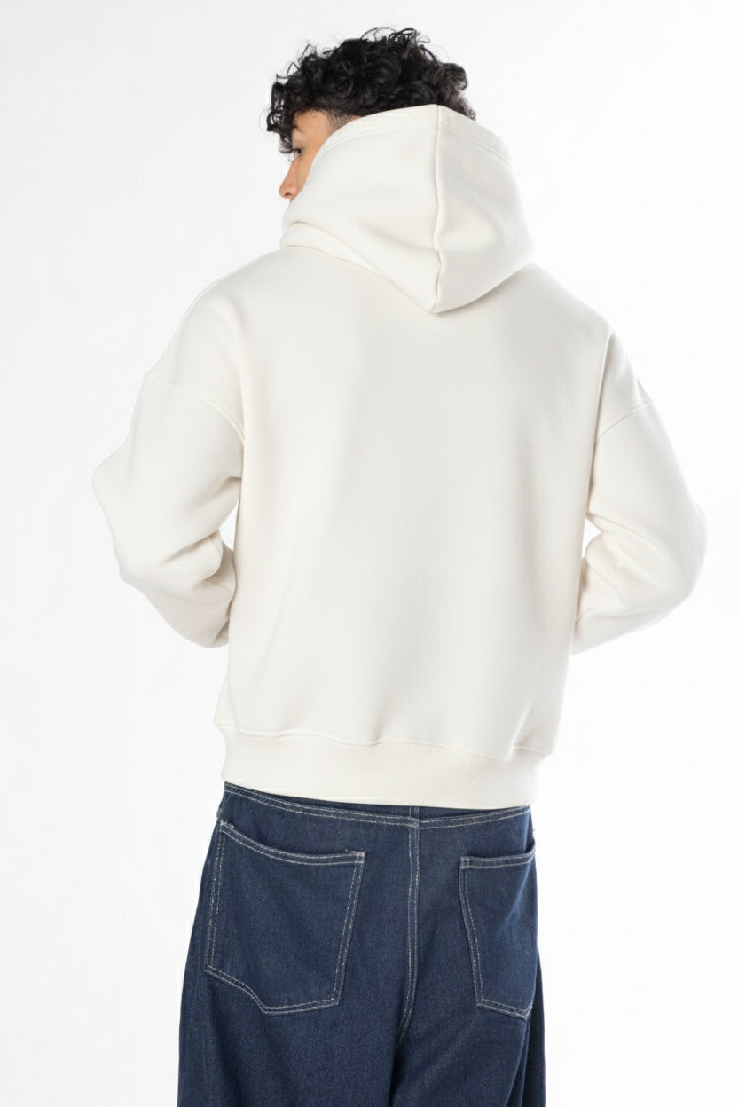 Boxy Fit Hoodie - White
