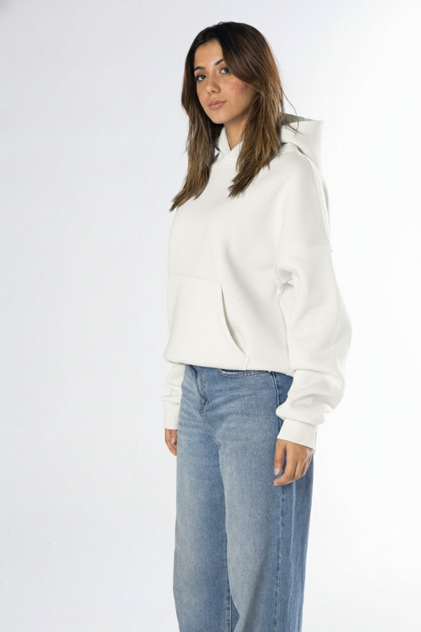 Boxy Fit Hoodie - White