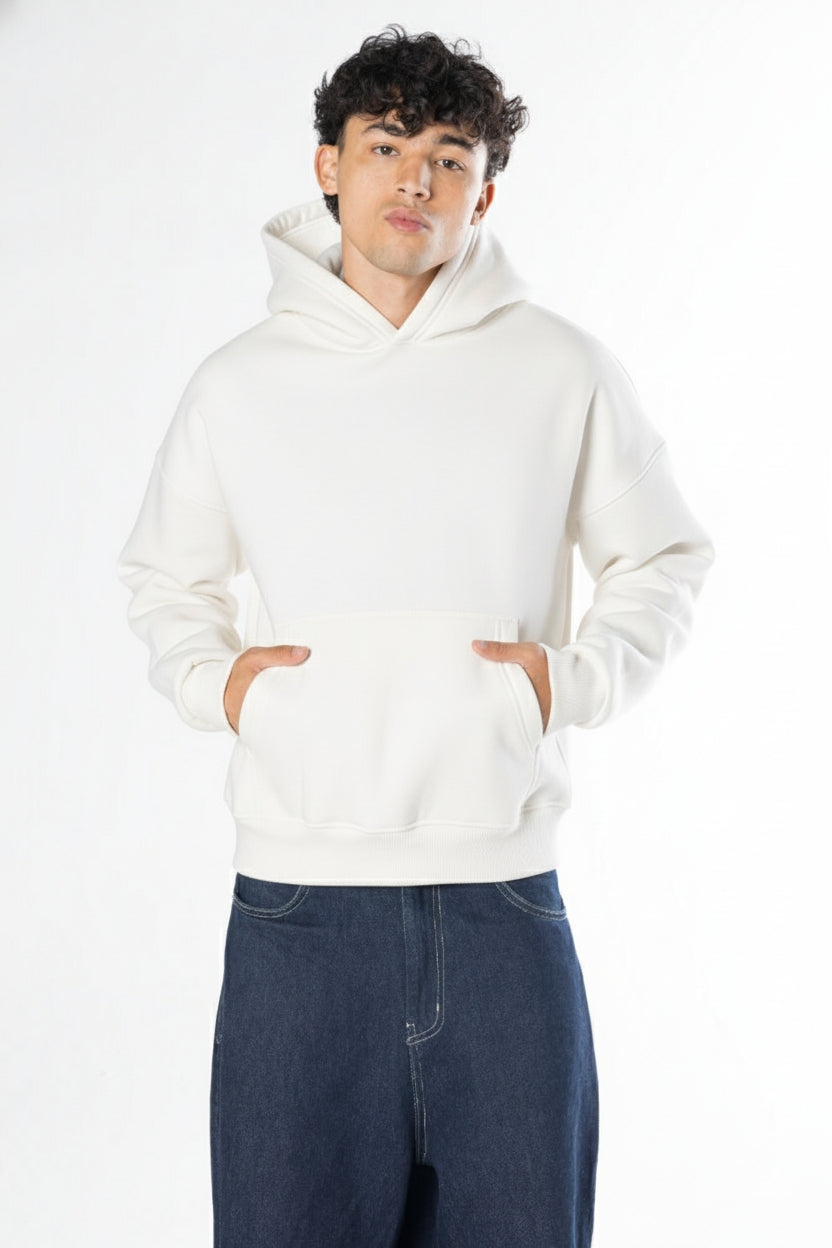 Boxy Fit Hoodie - White
