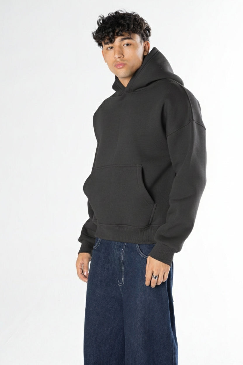 Boxy Fit Hoodie - Dark Grey