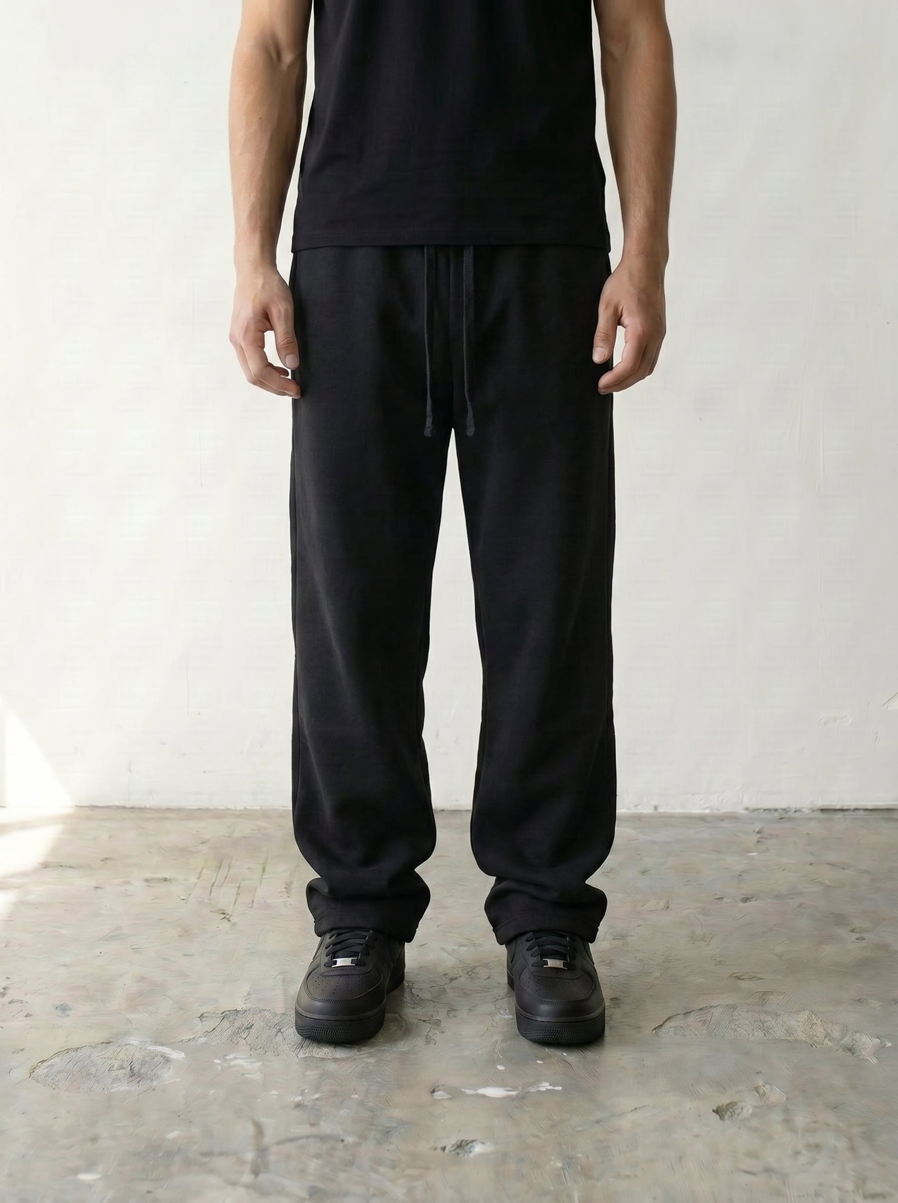 Wide Leg Sweatpants - Black