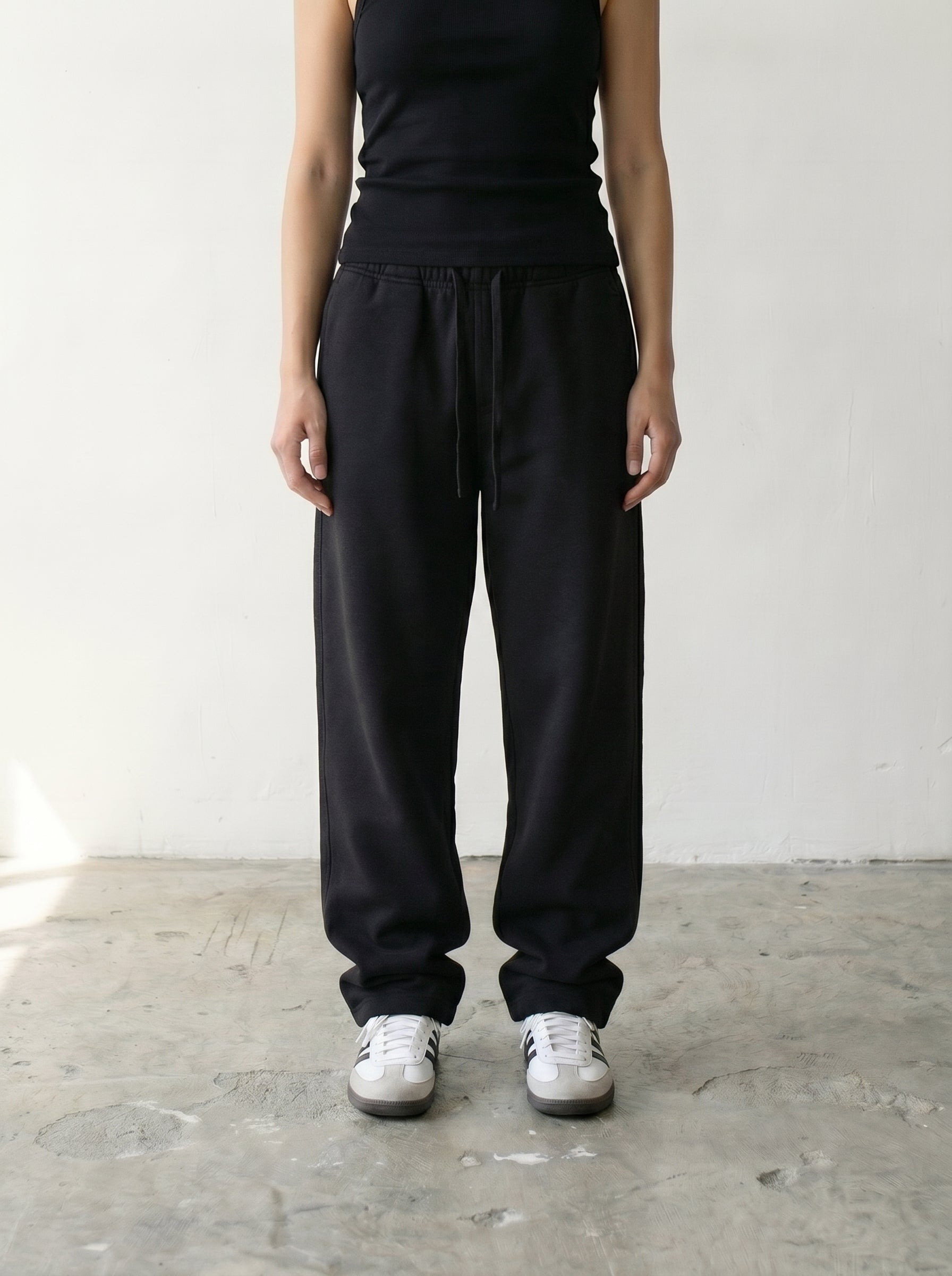 Wide Leg Sweatpants - Black