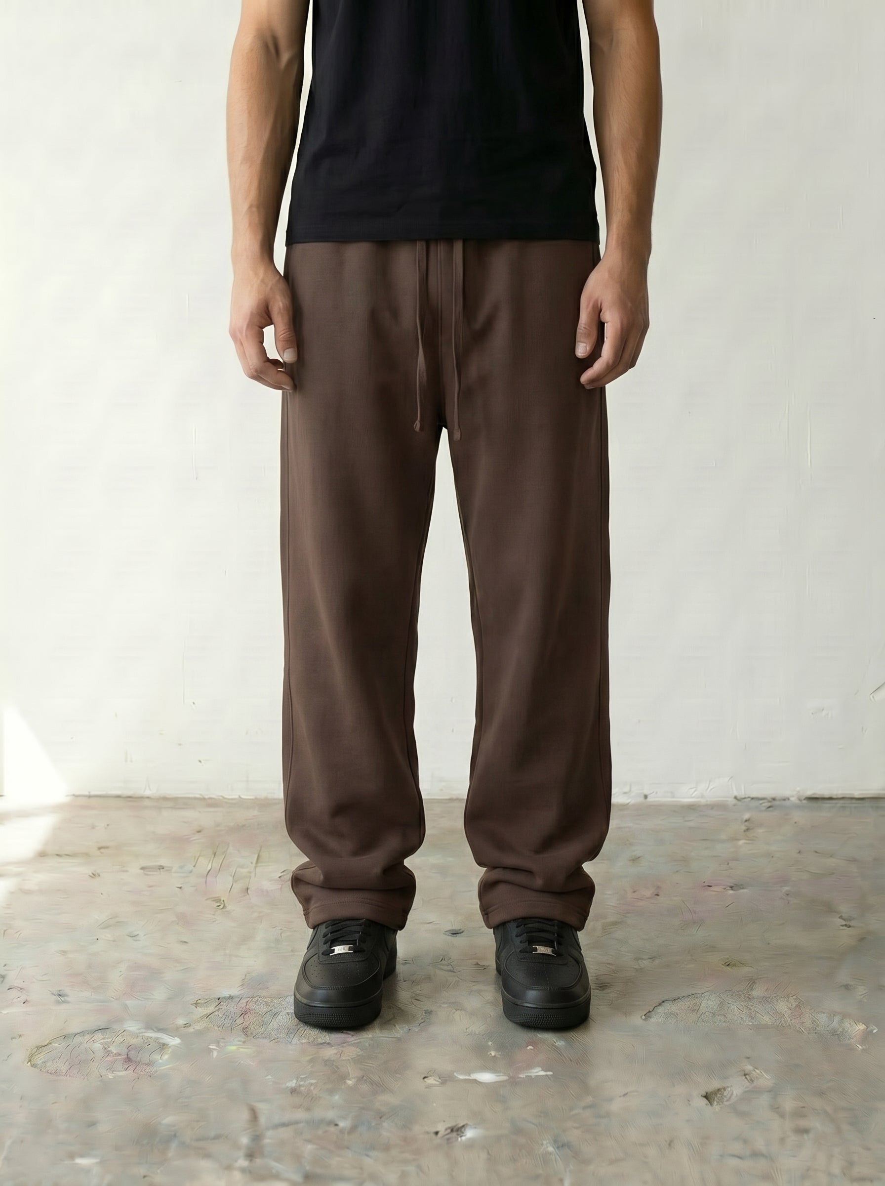 Wide Leg Sweatpants - Brown