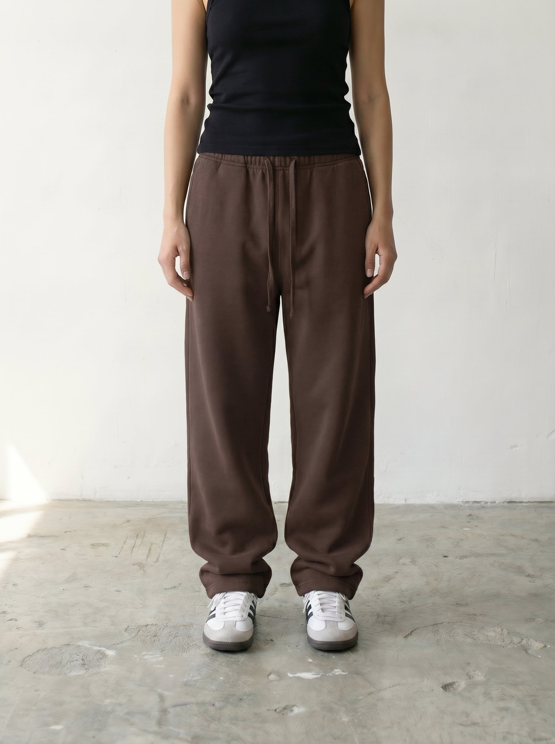 Wide Leg Sweatpants - Brown
