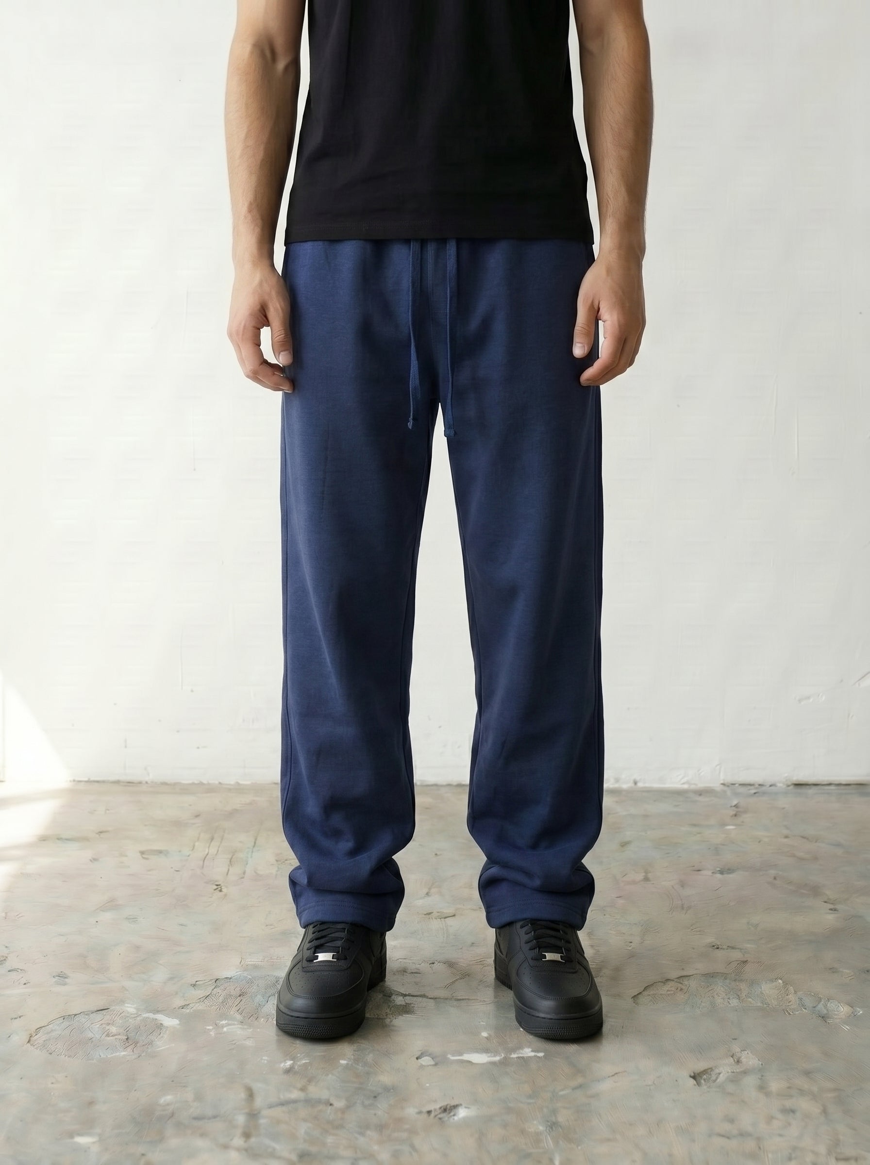 Wide Leg Sweatpants - Navy Blue