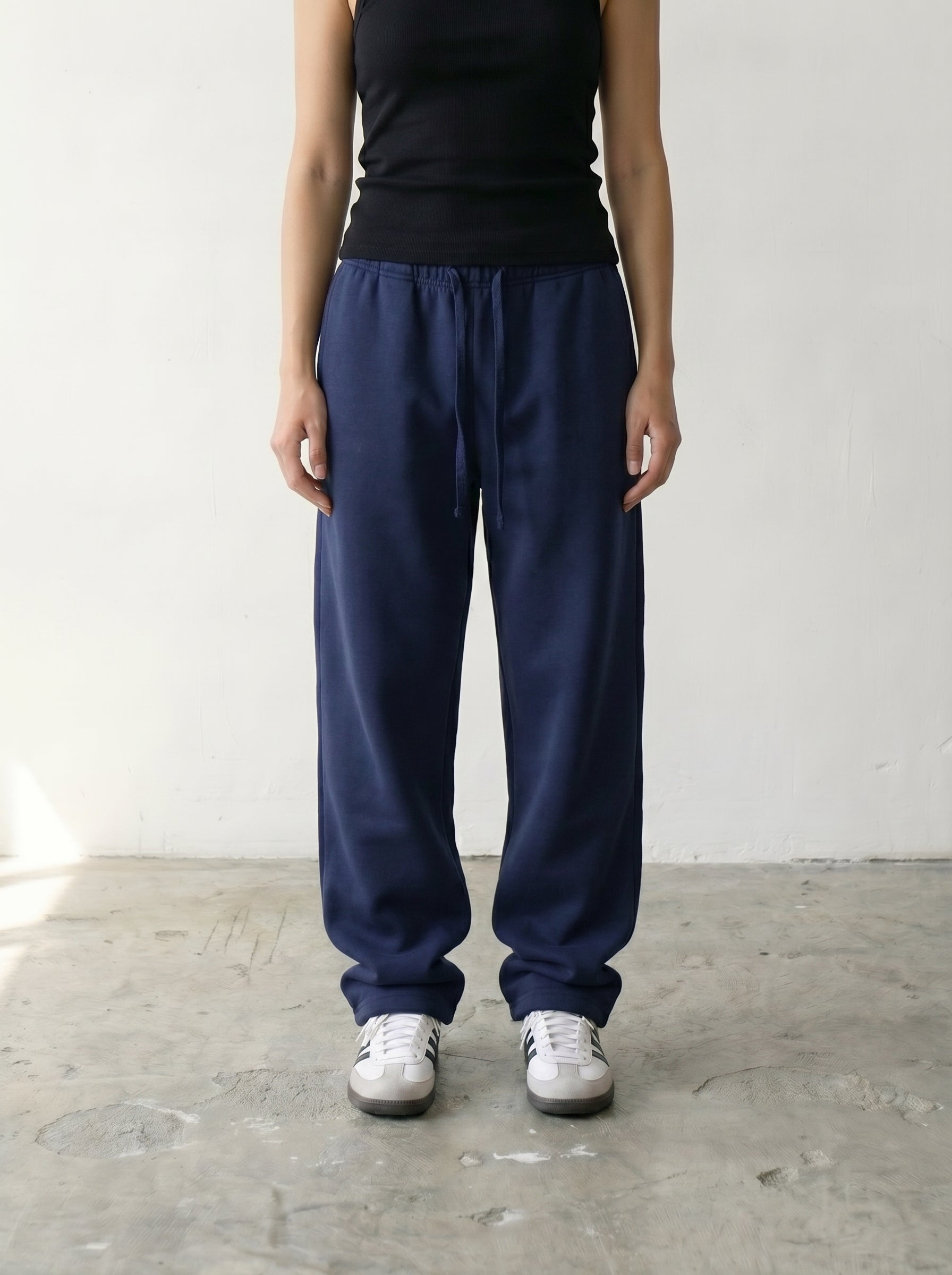 Wide Leg Sweatpants - Navy Blue