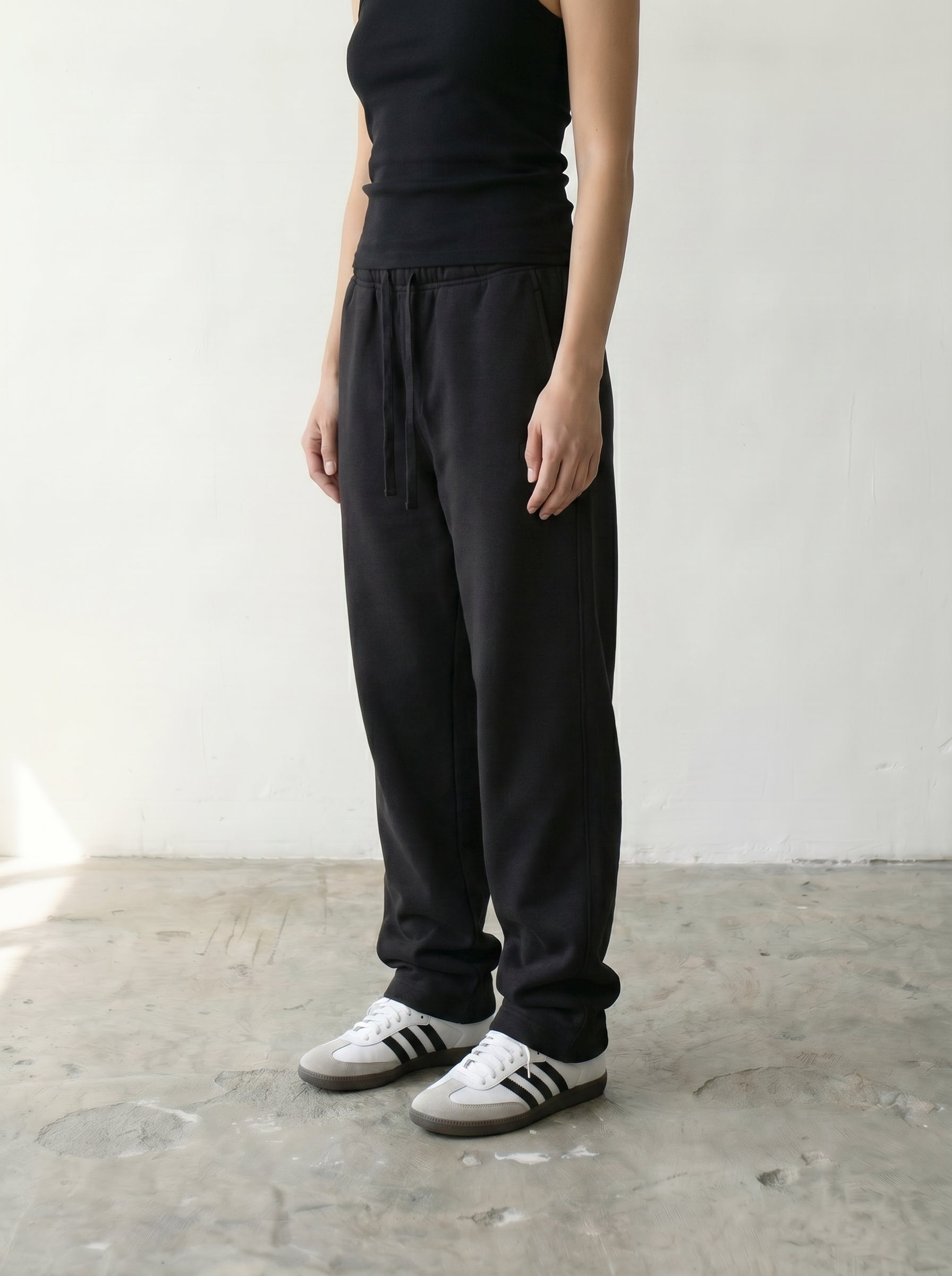 Wide Leg Sweatpants - Black