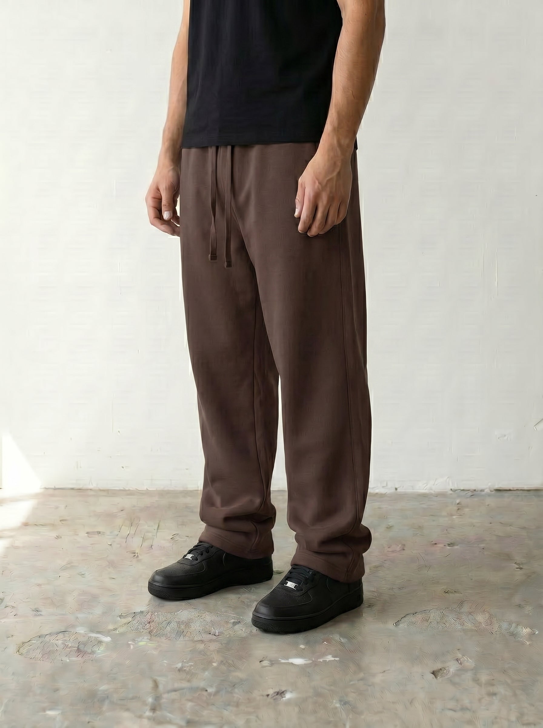 Wide Leg Sweatpants - Brown