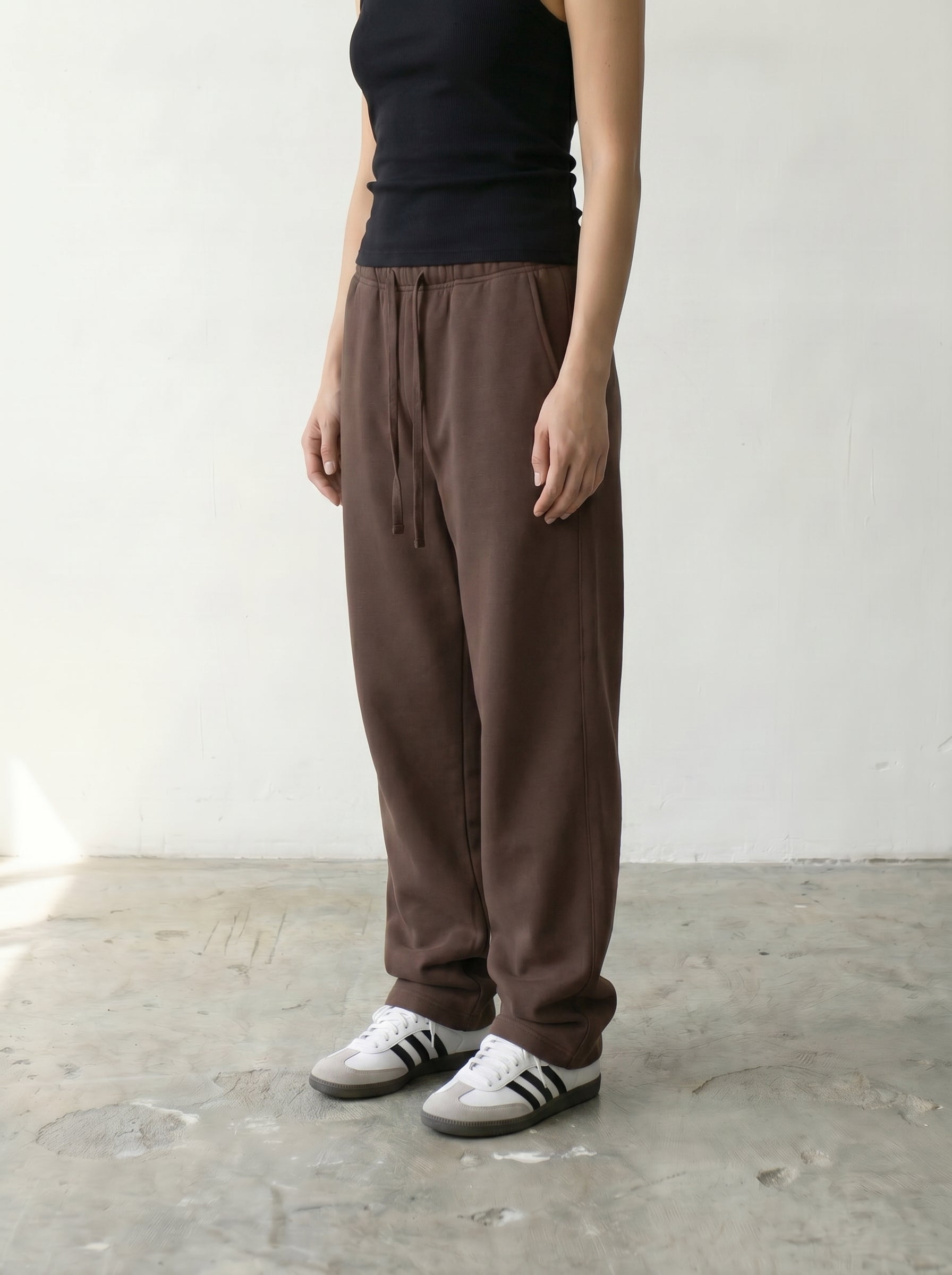 Wide Leg Sweatpants - Brown