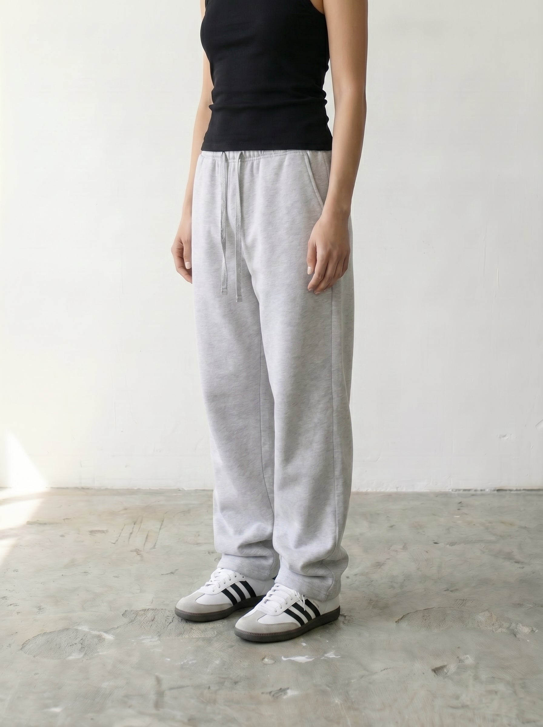 Wide Leg Sweatpants - Ash Gery