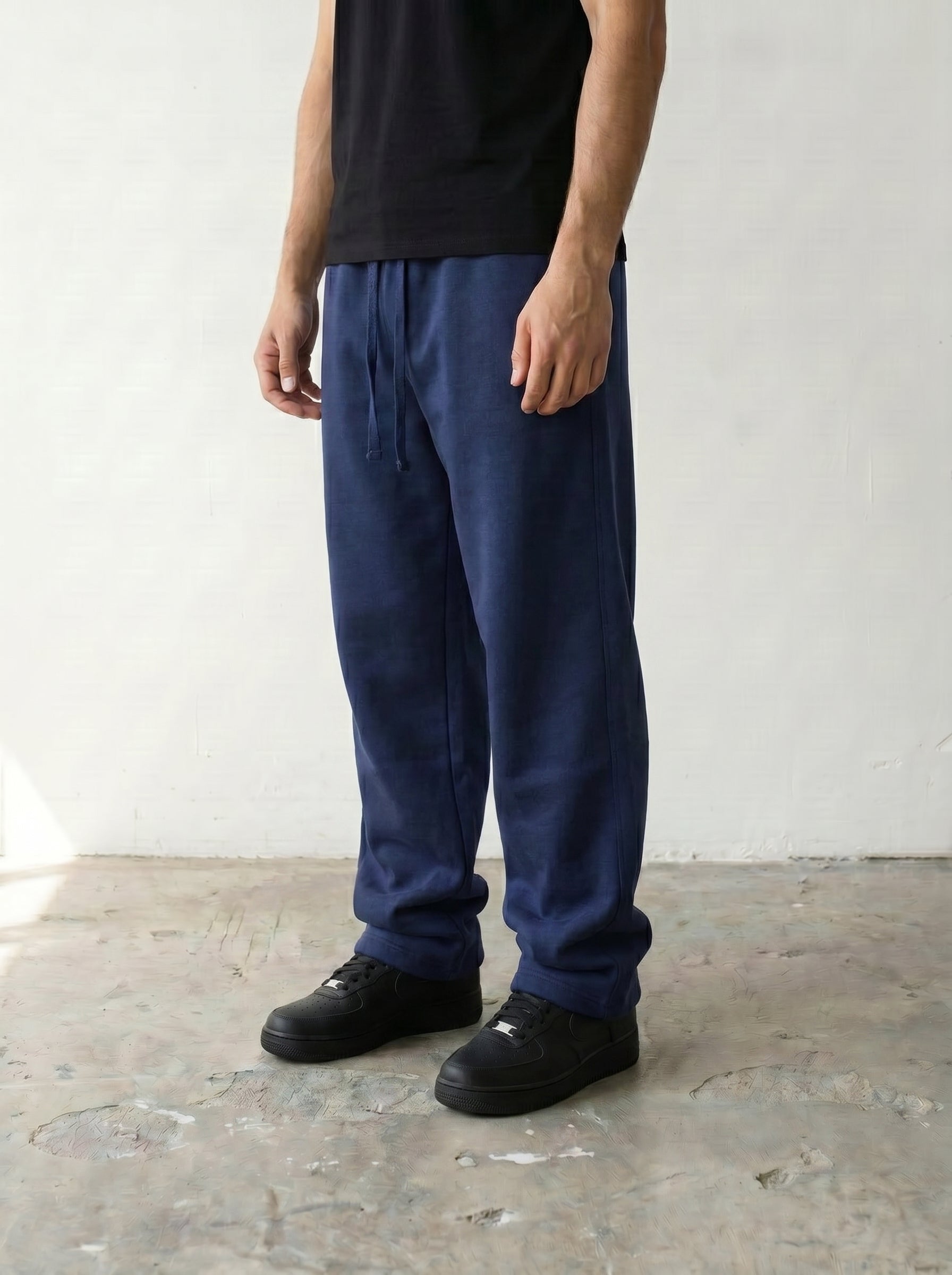 Wide Leg Sweatpants - Navy Blue